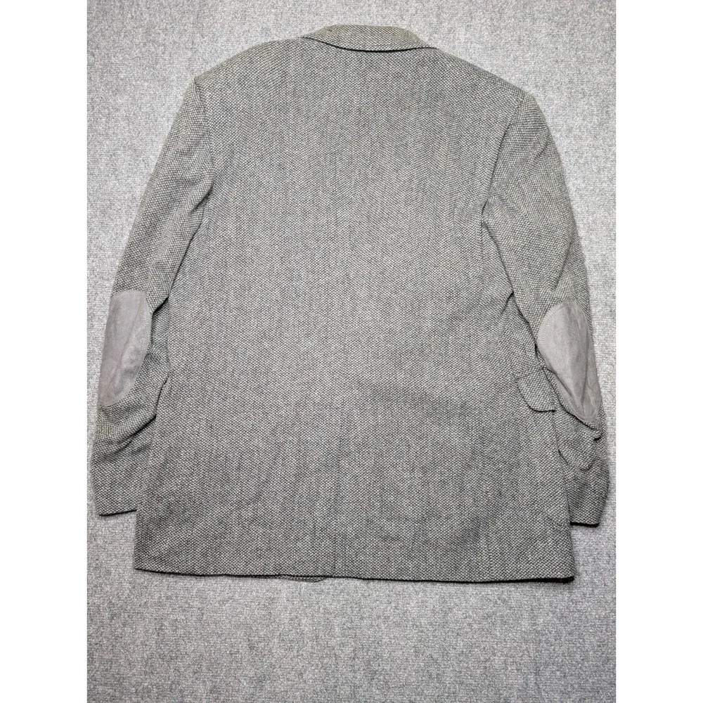 Pendleton‎ Virgin Wool Blazer Sports Coat Men's 44L Gray Suede Elbow Patches Vtg